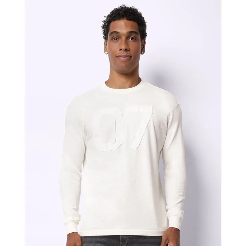 Camiseta Masculina Manga Longa Algodão Alto Relevo Off White G