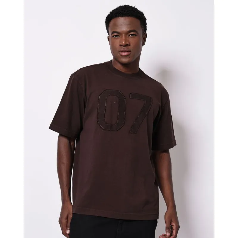 Camiseta Masculina Algodão Bordado 07 Marrom P