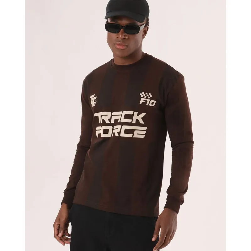 Camiseta Masculina Algodão Estampa Track Force Marrom M