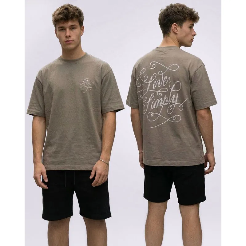 Camiseta Masculina Algodão Estampa Frente e Costas Bege P