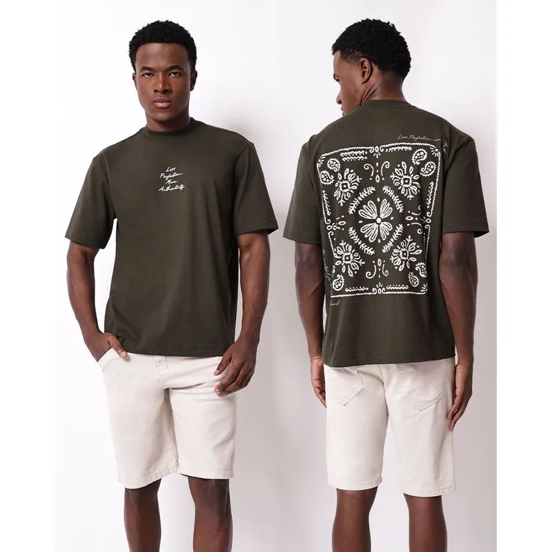 Camiseta Masculina Algodão Estampa Frente e Costas Verde Escuro P
