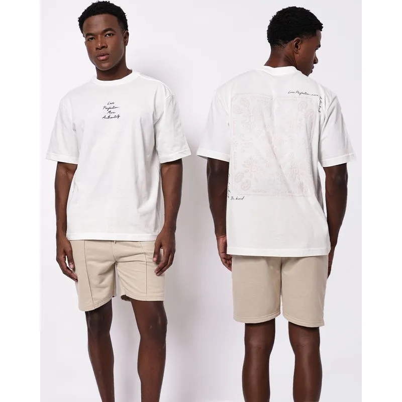 Camiseta Masculina Algodão Estampa Frente Costas Off White M