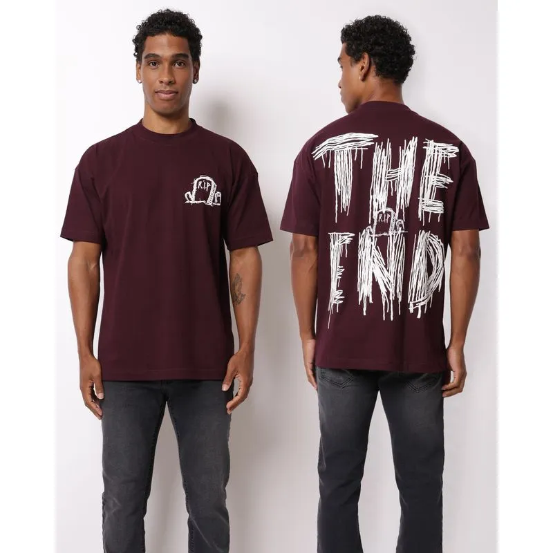Camiseta Masculina Algodão com Estampa Frente e Costas Roxo M