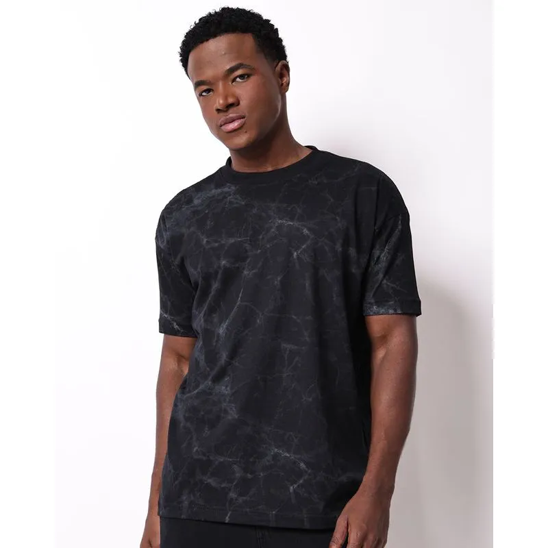 Camiseta Masculina Oversized Algodão Estampada Preta G