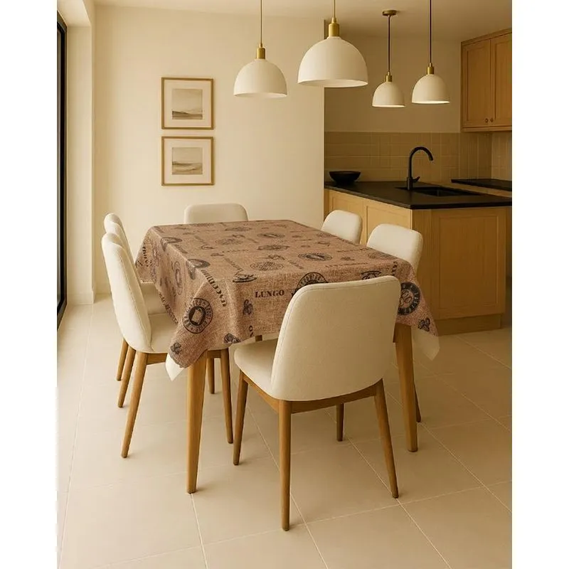Toalha de Mesa Retangular Térmica Salehtex 138cm x 200cm Estampada Marrom UN