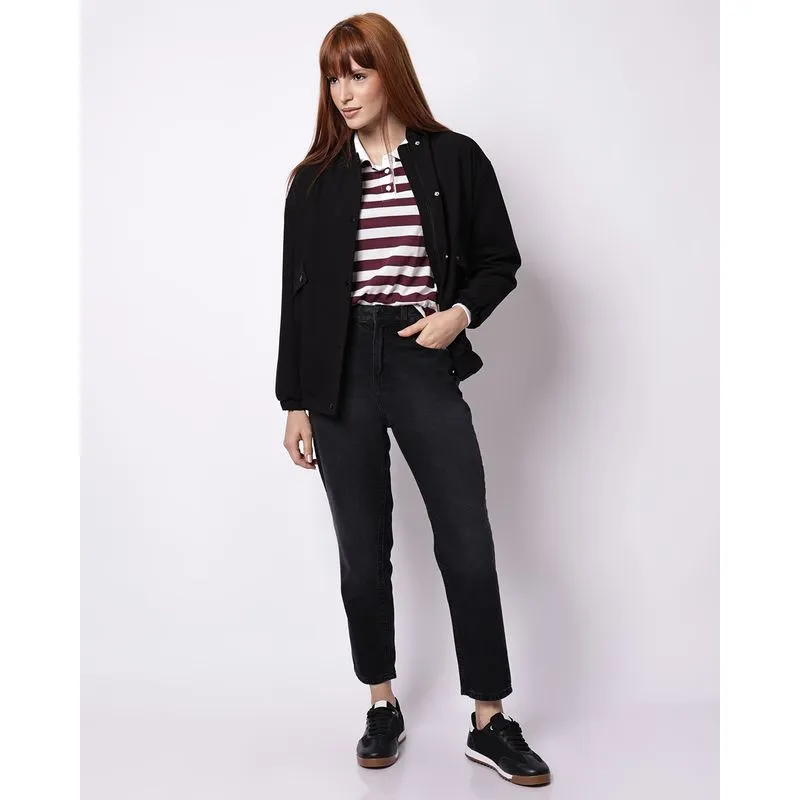 Calça Jeans Feminina Mom Preta 50