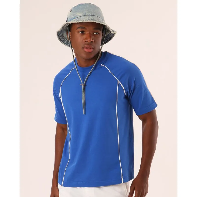Camiseta Masculina Algodão Oversized Azul P