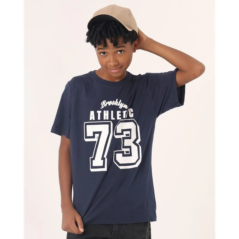 Camiseta Juvenil Algodão Athletic Brooklyn Marinho 10