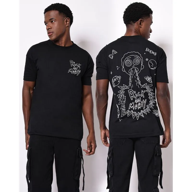 Camiseta Masculina Algodão Rick And Morty Preta GG