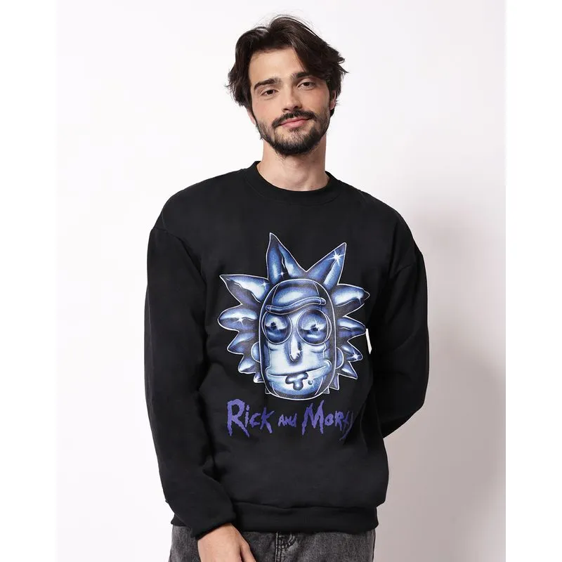 Blusão Moletom Masculino Rick & Morty Preto G