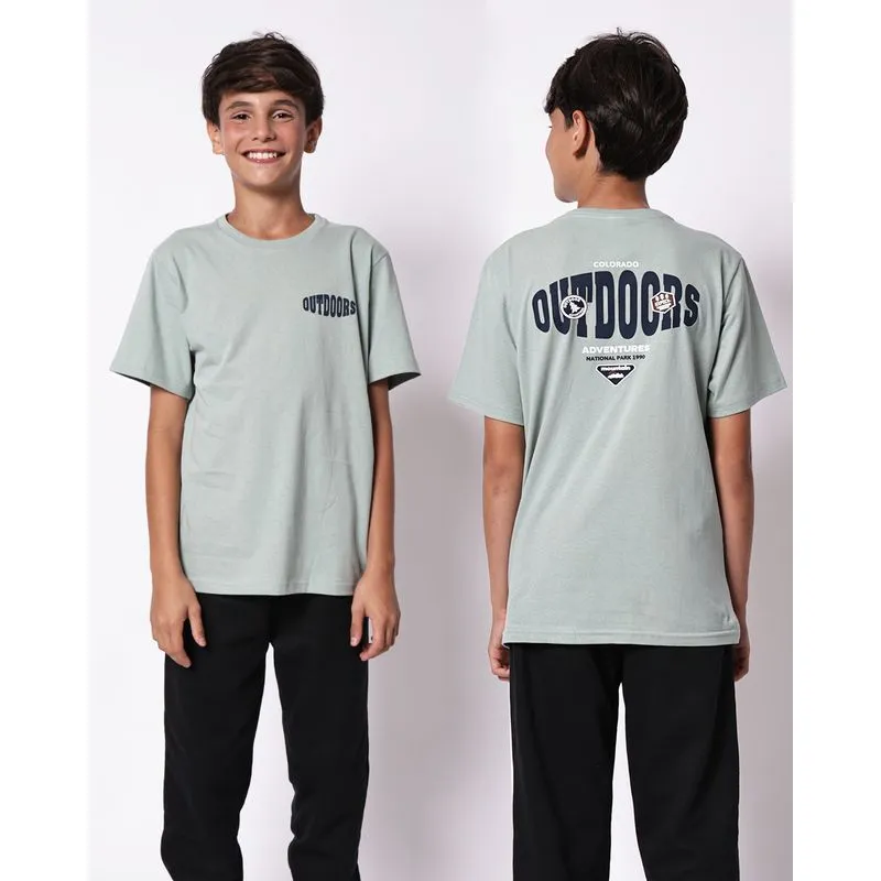 Camiseta Juvenil Algodão Estampa Frente e Costas Verde 14