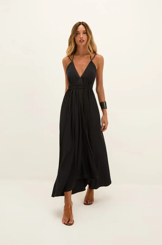 Vestido Midi Bay Black Preto / 38