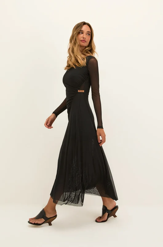Vestido Longo Dana Det Black Preto / GG