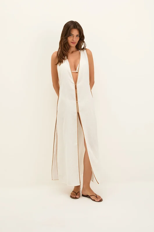 Saida Longa Iva Det Off White Branco / PP