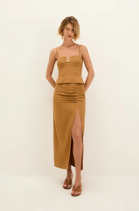 Saia Longa Clara Toffee Marrom / 34