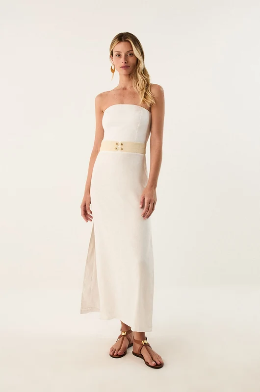 Vestido Midi Lian Detalhe Off White Branco / 38