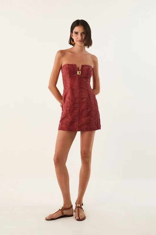 Vestido Curto Lilia Detalhe Burgeon Vermelho / 40