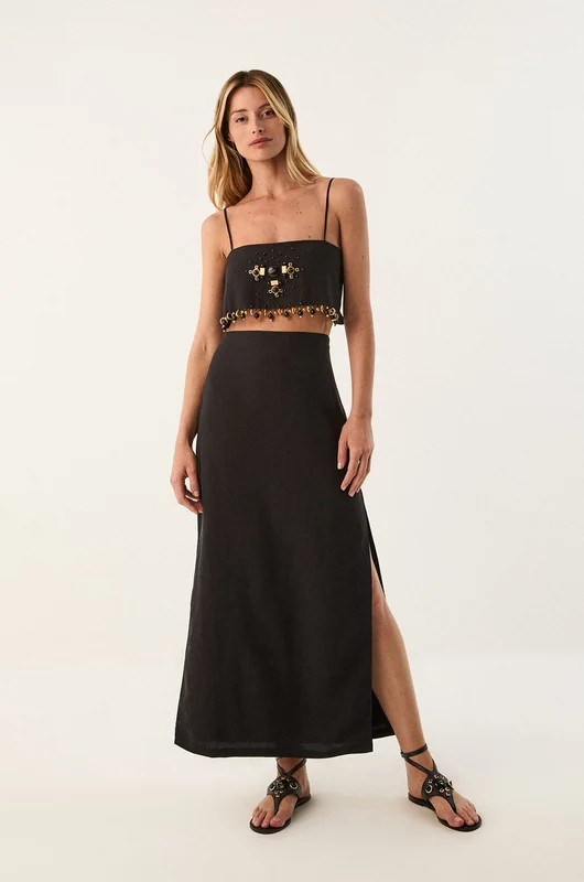 Saia Longa Auset Black Preto / 40