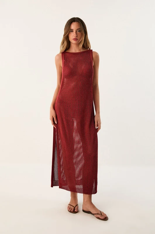 Saída Longa Hanna Tricot Burgeon Vermelho / M