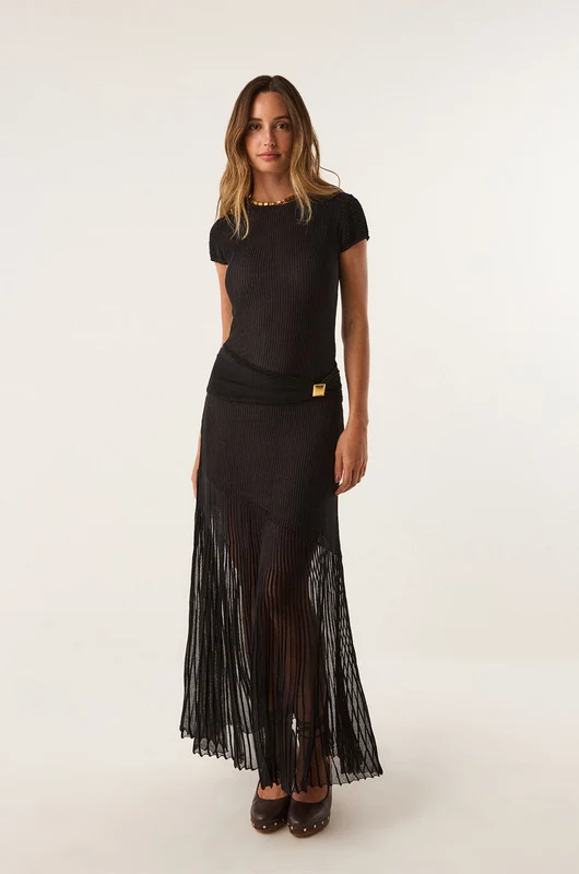 Vestido Longo Elia Tricot Black Preto / M