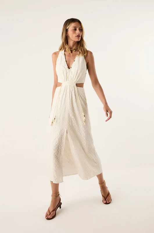 Vestido Longo Nayana Detalhe Off White Branco / 38
