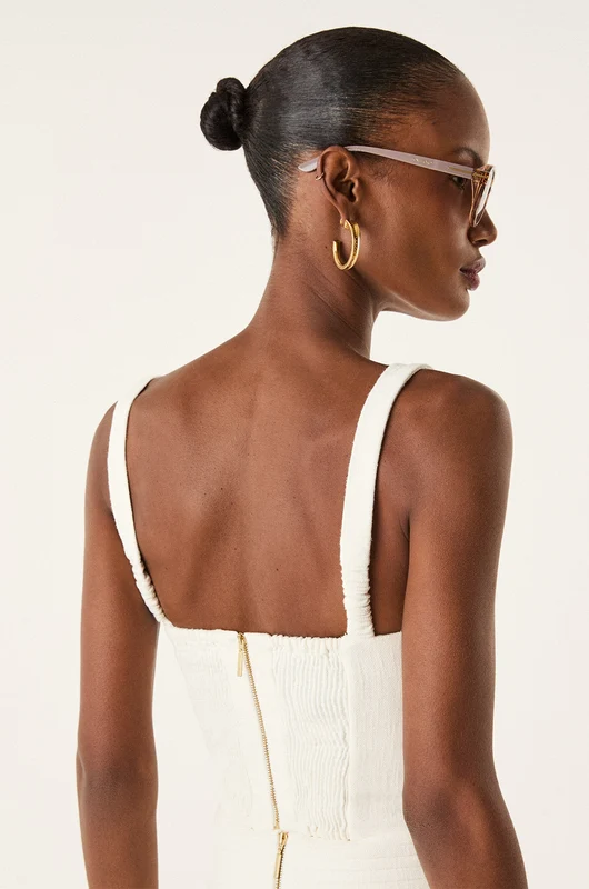 Top Cleo Detalhe Off White Branco / PP
