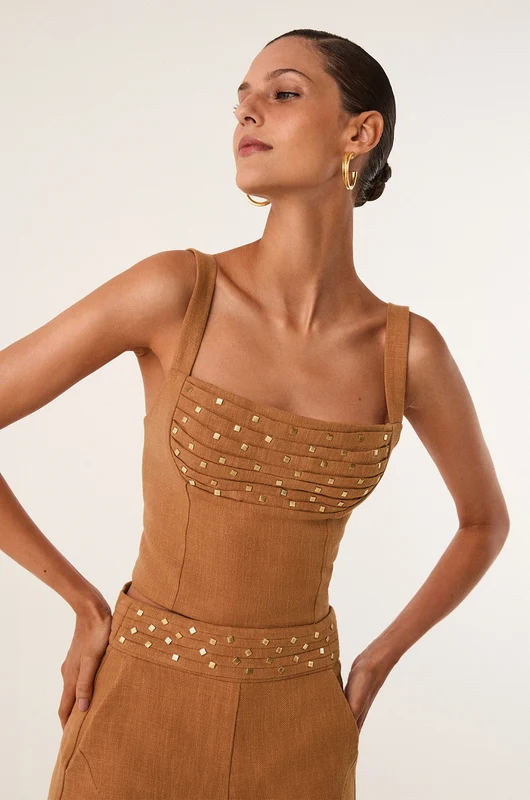 Top Cleo Detalhe Clay Marrom / M