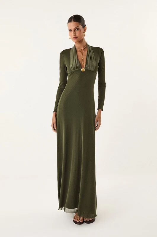 Vestido Manga Longa Etta Detalhe Fen Verde / GG