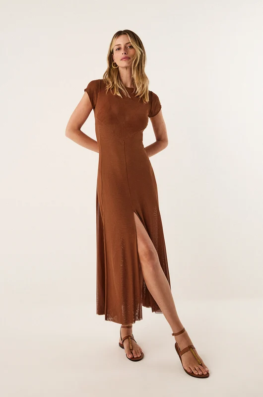 Saida Longa Lais Camel Marrom / GG