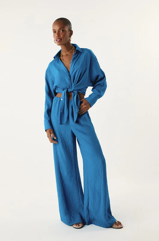 Calça Bailey Wide Leg Tidal Wave Azul / G