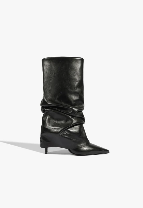 Mikki Cloak Leather Bootie 10.5 / Black / Leather