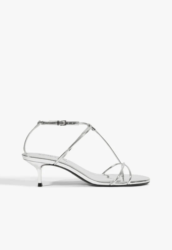 Jules Mid Metallic Leather Sandal 11 / Silver / Metallic