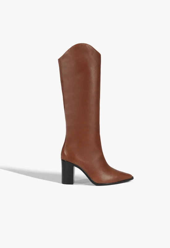 Maryana Block Leather Boot 11 / Truffle Brown / Leather