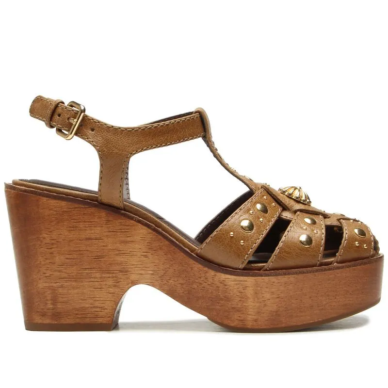 Sandália Vicenza Daphne Caramelo Couro Studs Metalizados CRAKED - COCOA - 39