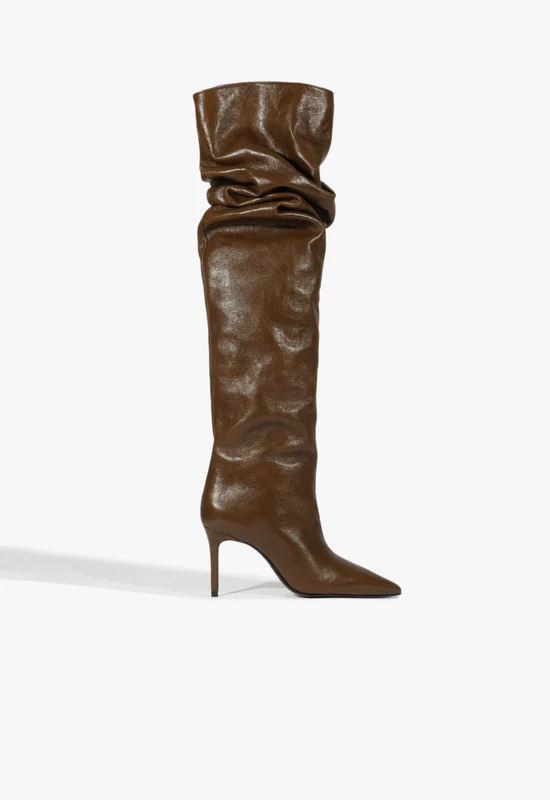 Ellen Up Slouch Boot 11 / Pecan Brown / Leather