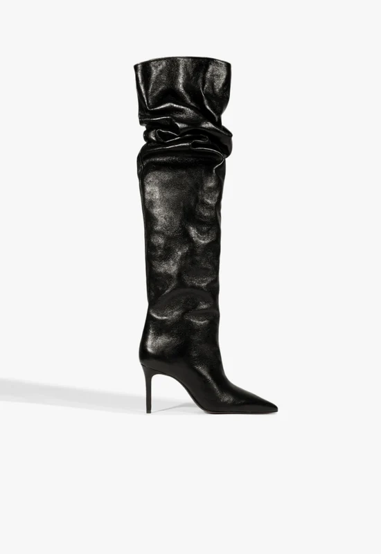 Ellen Up Slouch Boot 10 / Black / Leather