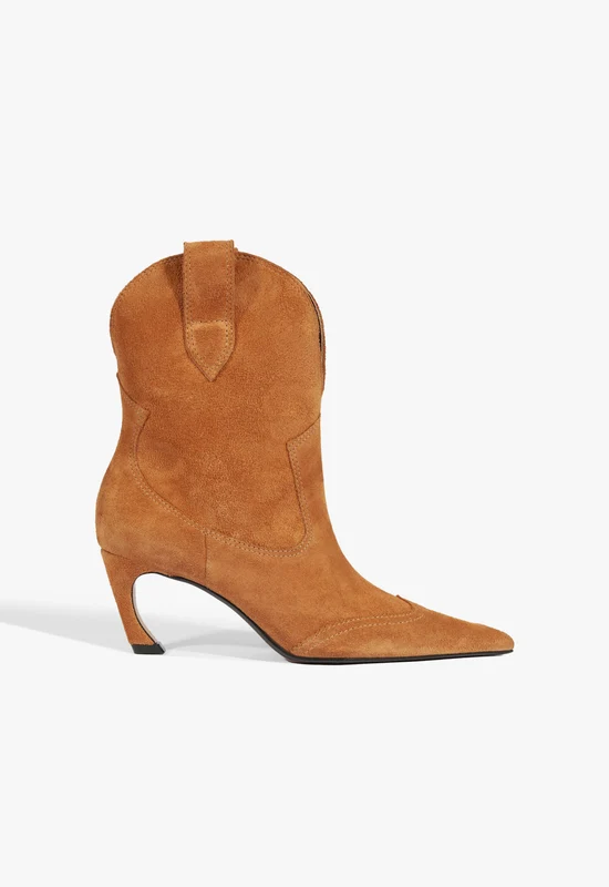 Maryann Curve West Suede Bootie 6.5 / Cuoio Brown / Suede
