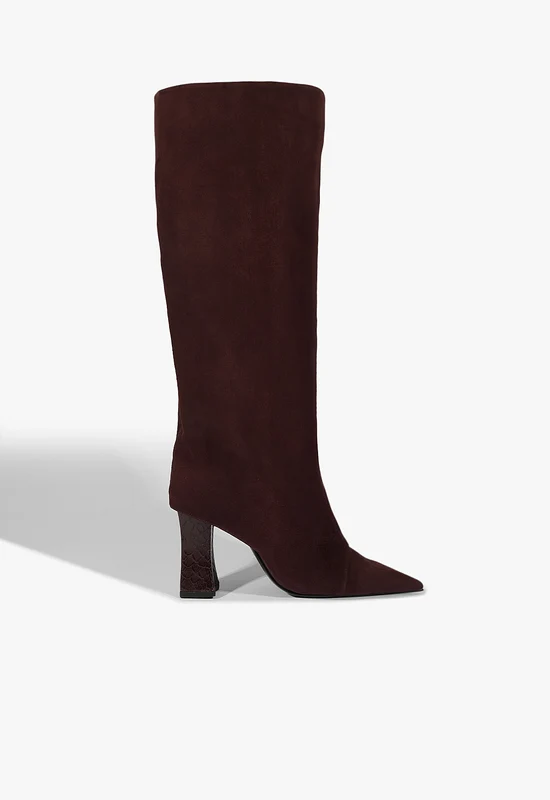 Terry Up Leather Boot 8.5 / Dark Plum / Snake