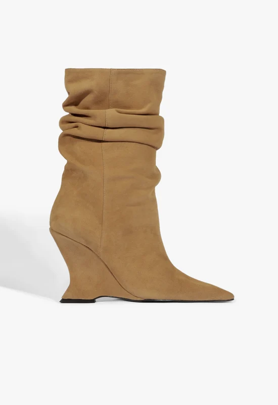 Siena Slouch Suede Bootie 10 / Wood / Suede
