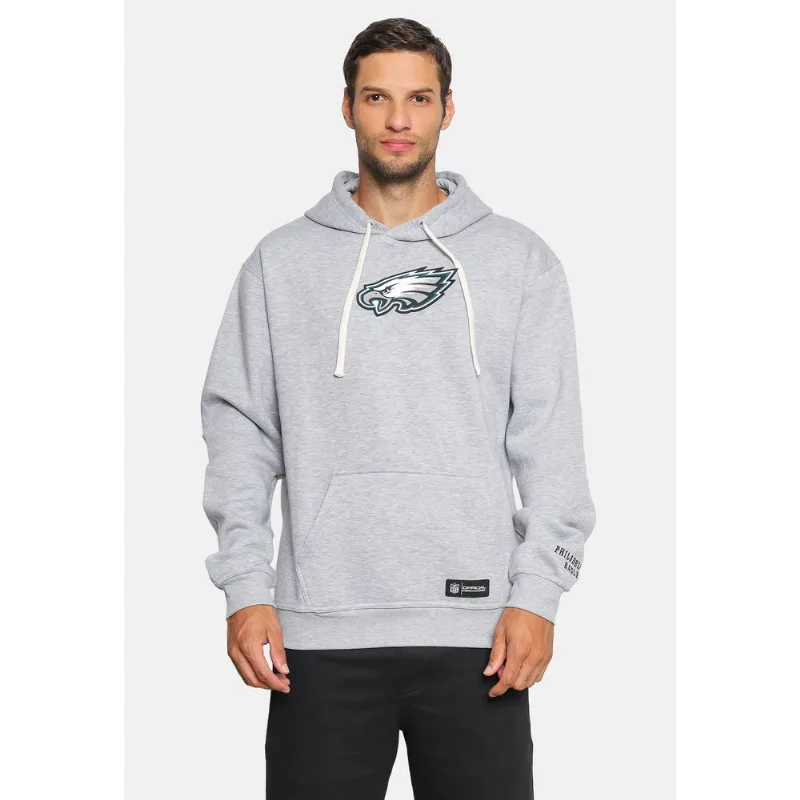Moletom NFL Canguru Philadelphia Eagles Cinza Mescla - G
