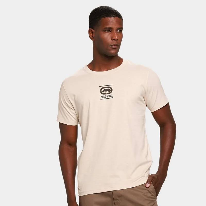 Camiseta Ecko Minhustle Masculina - Masculino - Bege Claro