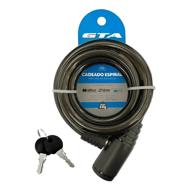Cadeado Para Bicicleta Com Chave - 12mm X 1000mm Gta Cor Pre