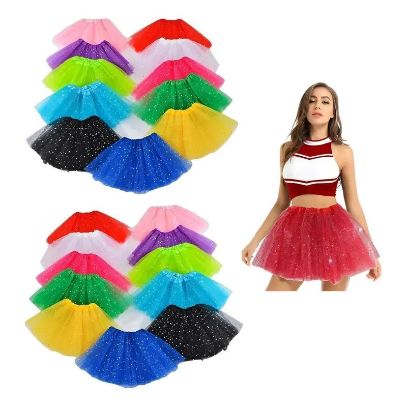 Saia Tule Tutu Festa Carnaval C/brilho 40 Cm Vária Preta 40