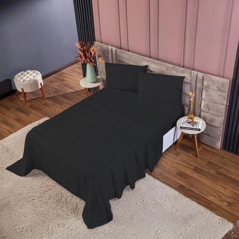 Kit de Cama Casal 400 Fios 4 Peças Ponto Palito Toque Macio