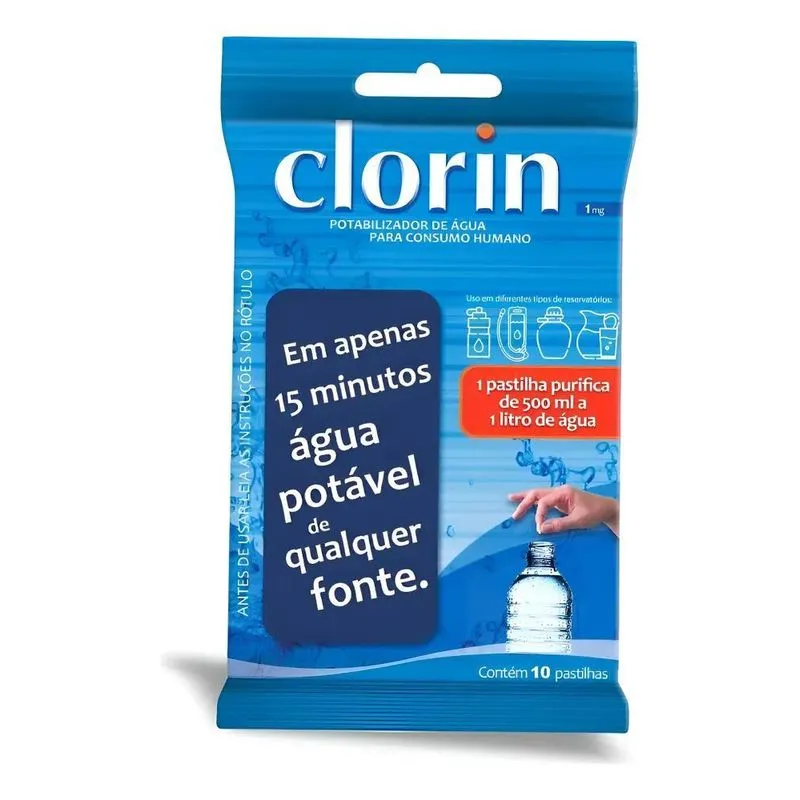 10 Pastilha Purificadora 10 Litros Água Potável Clorin - Bra
