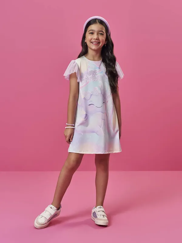 Vestido Menina em New Stretch Estampa Sara Salamandra Cinti