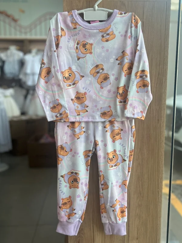 CONJUNTO BLUSA MANGA LONGA CAPIVARA GOOD MORNING FLOR E CALÇA MENINA CINTI LILÁS / 8