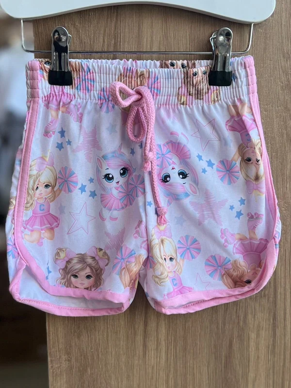 SHORT TACTEL CORDÃO ELÁSTICO CÓS LIDER DE TORCIDA MENINA CINTI ROSA CLARO / 14