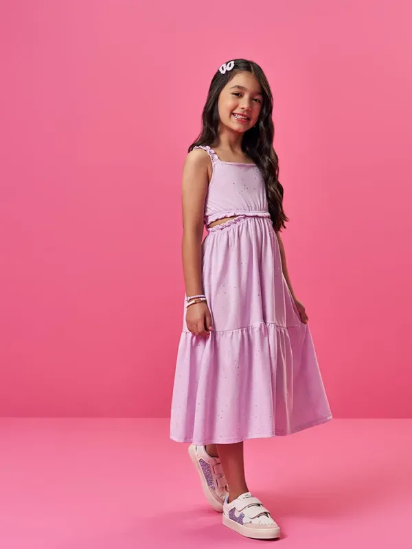 Vestidonti Menina em Meia Malha com Glitter e Recortes Cinti