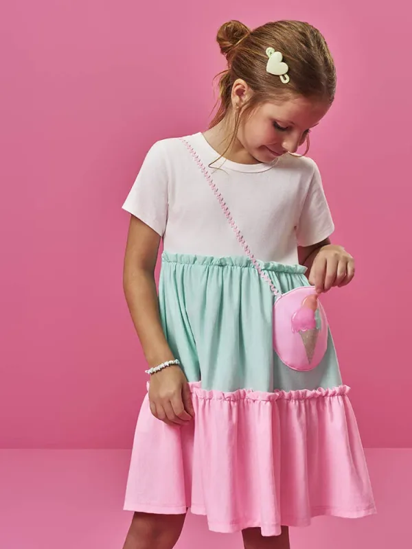 Vestido Menina com Bolsa Embutida de Sorvetinho Cinti
